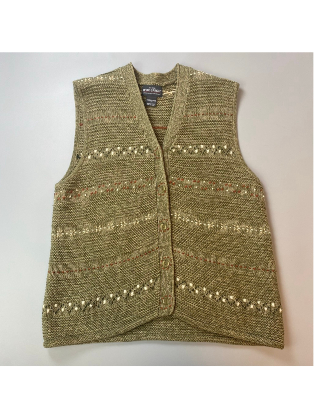 Woolrich Knit Vest Womens Large Green Vintage Granola Cottagecore Goblincore